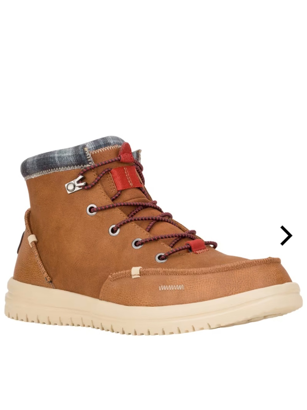 Men’s NWT Hey Dude Bradley Classic Boots - Cognac and Plaid, size 10